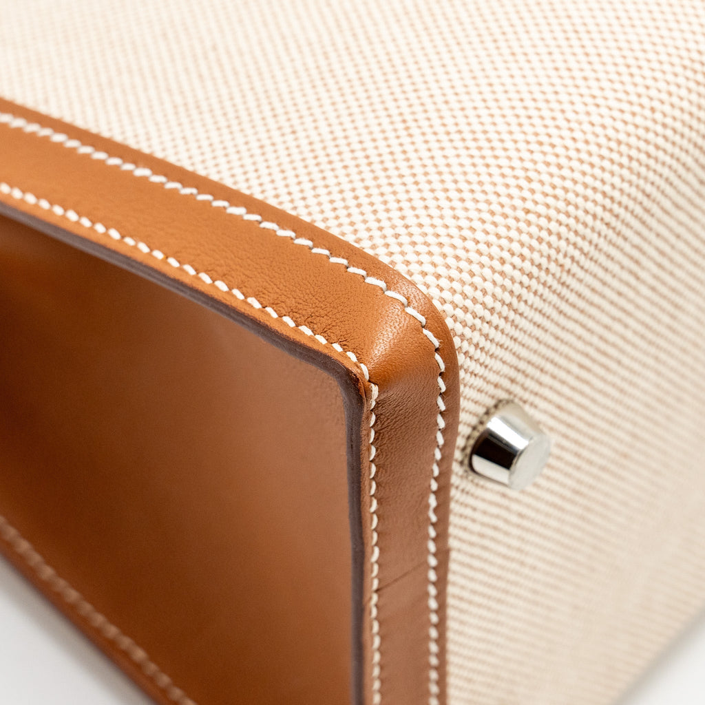 HERMES KELLY 28 SELLIER TOILE H/SWIFT ECRU/GOLD SHW