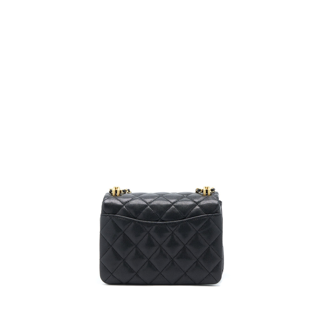 CHANEL 22K COCO FIRST FLAP BAG GRAINED CALFSKIN BLACK GHW (MICROCHIP)