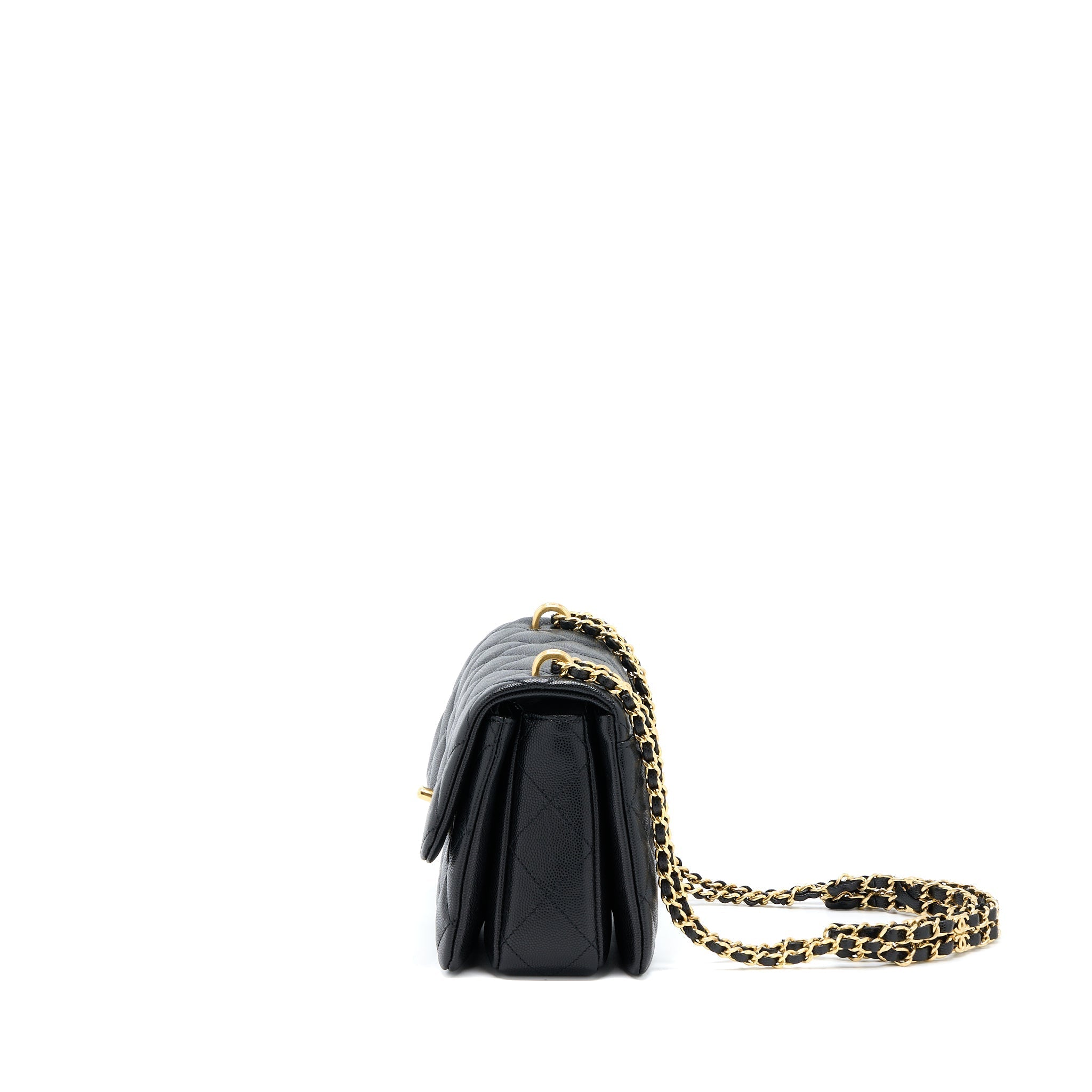 CHANEL 22K COCO FIRST FLAP BAG GRAINED CALFSKIN BLACK GHW (MICROCHIP)