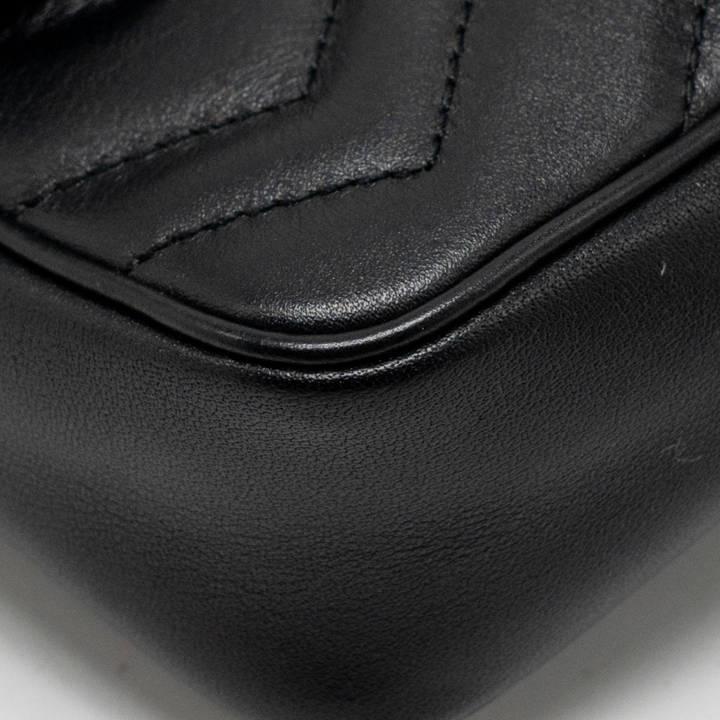 GUCCI MINI GG MARMONT CALFSKIN BLACK GHW