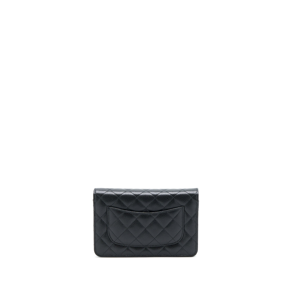 CHANEL CLASSIC WALLET ON CHAIN CAVIAR BLACK GHW (MICROCHIP)