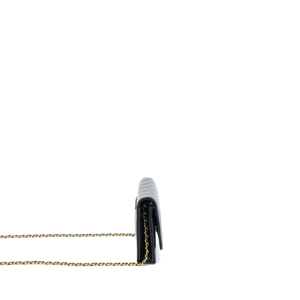 CHANEL CLASSIC WALLET ON CHAIN CAVIAR BLACK GHW (MICROCHIP)