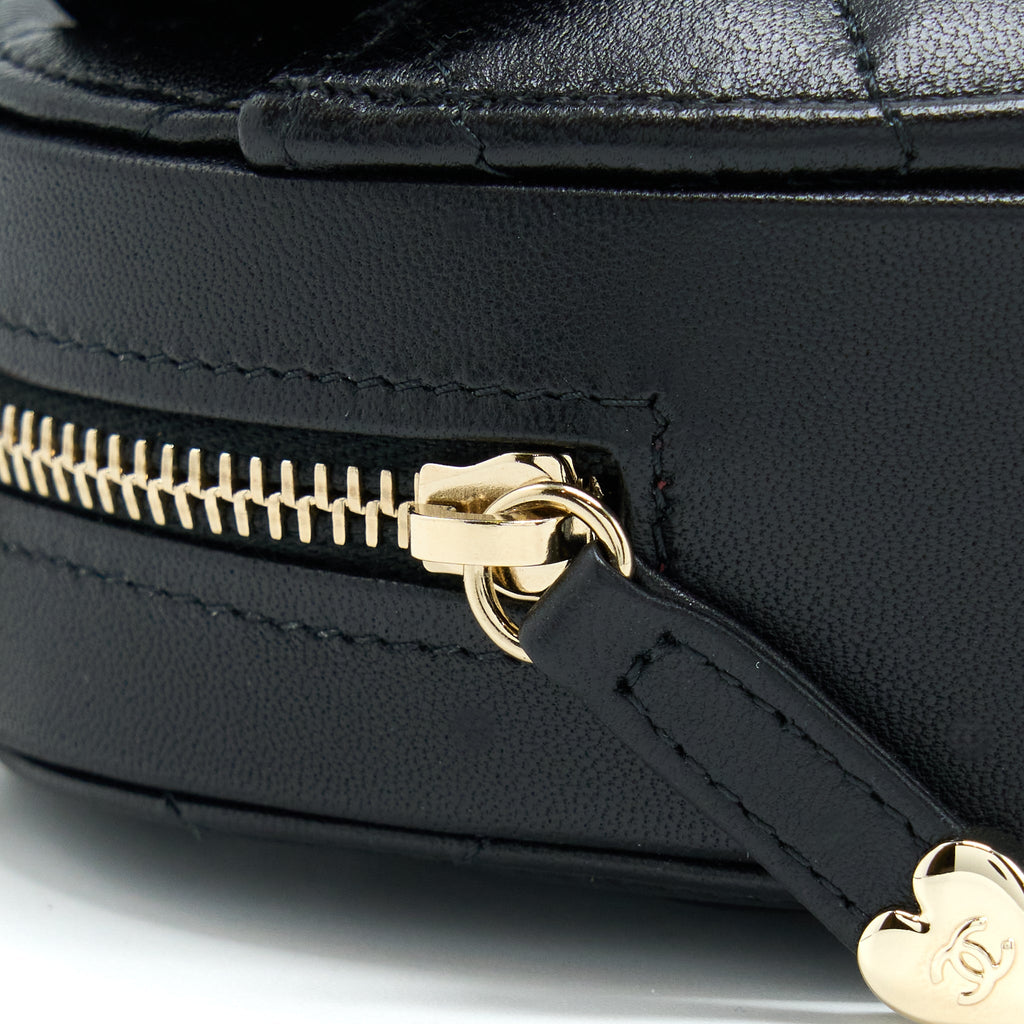 CHANEL 22S SMALL HEART BAG LAMBSKIN BLACK LGHW