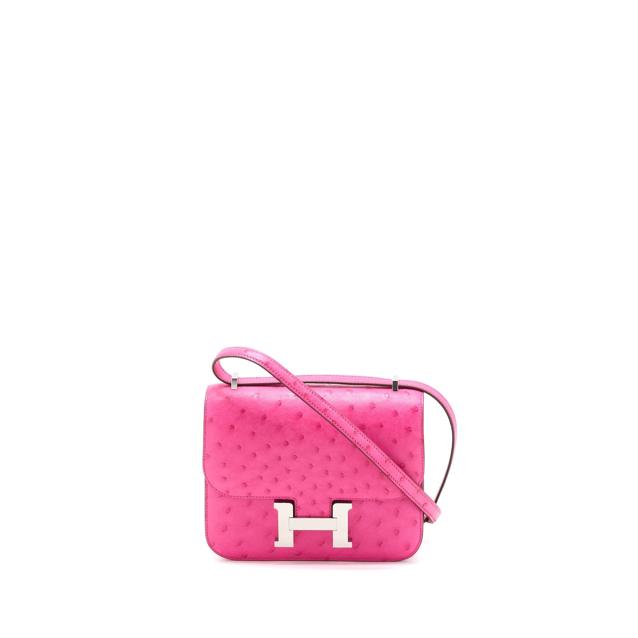 HERMES CONSTANCE MINI OSTRICH E5 ROSE TYRIEN SHW