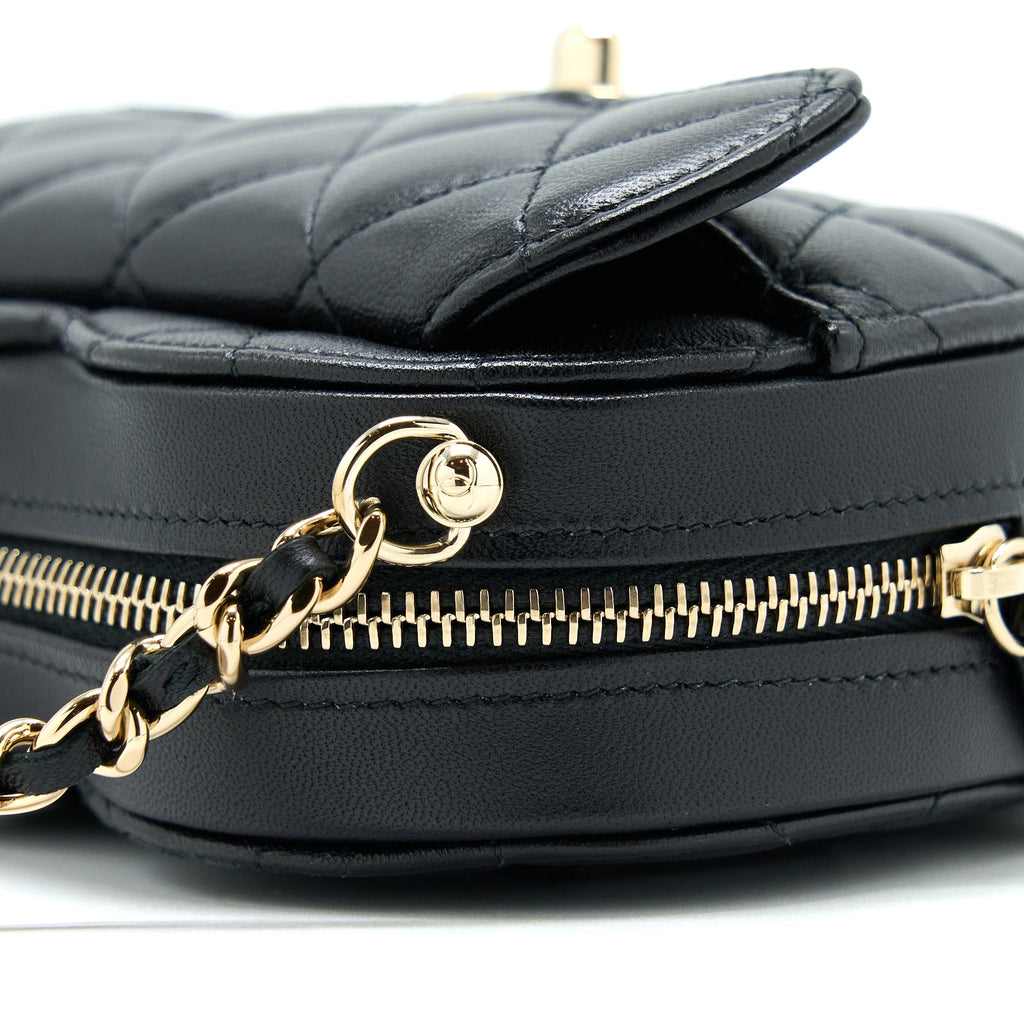 CHANEL 22S SMALL HEART BAG LAMBSKIN BLACK LGHW