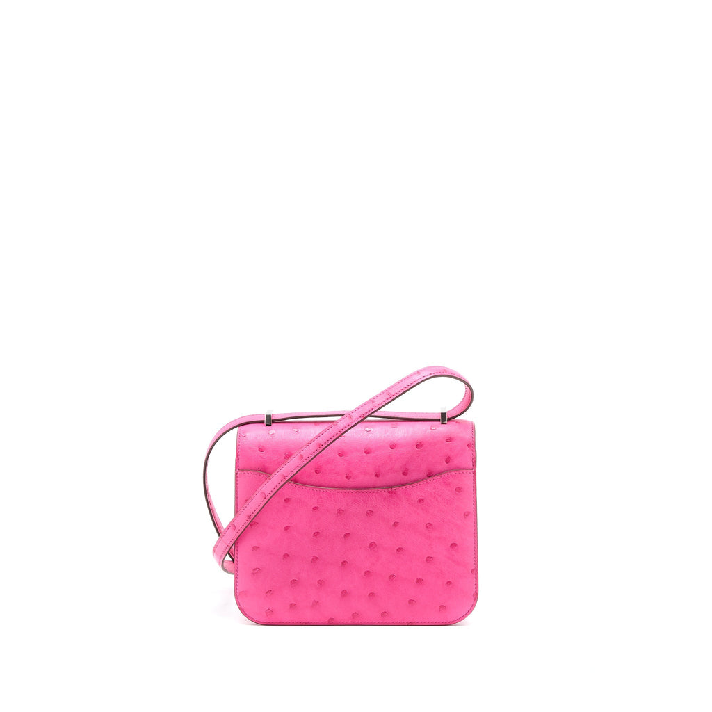 HERMES CONSTANCE MINI OSTRICH E5 ROSE TYRIEN SHW