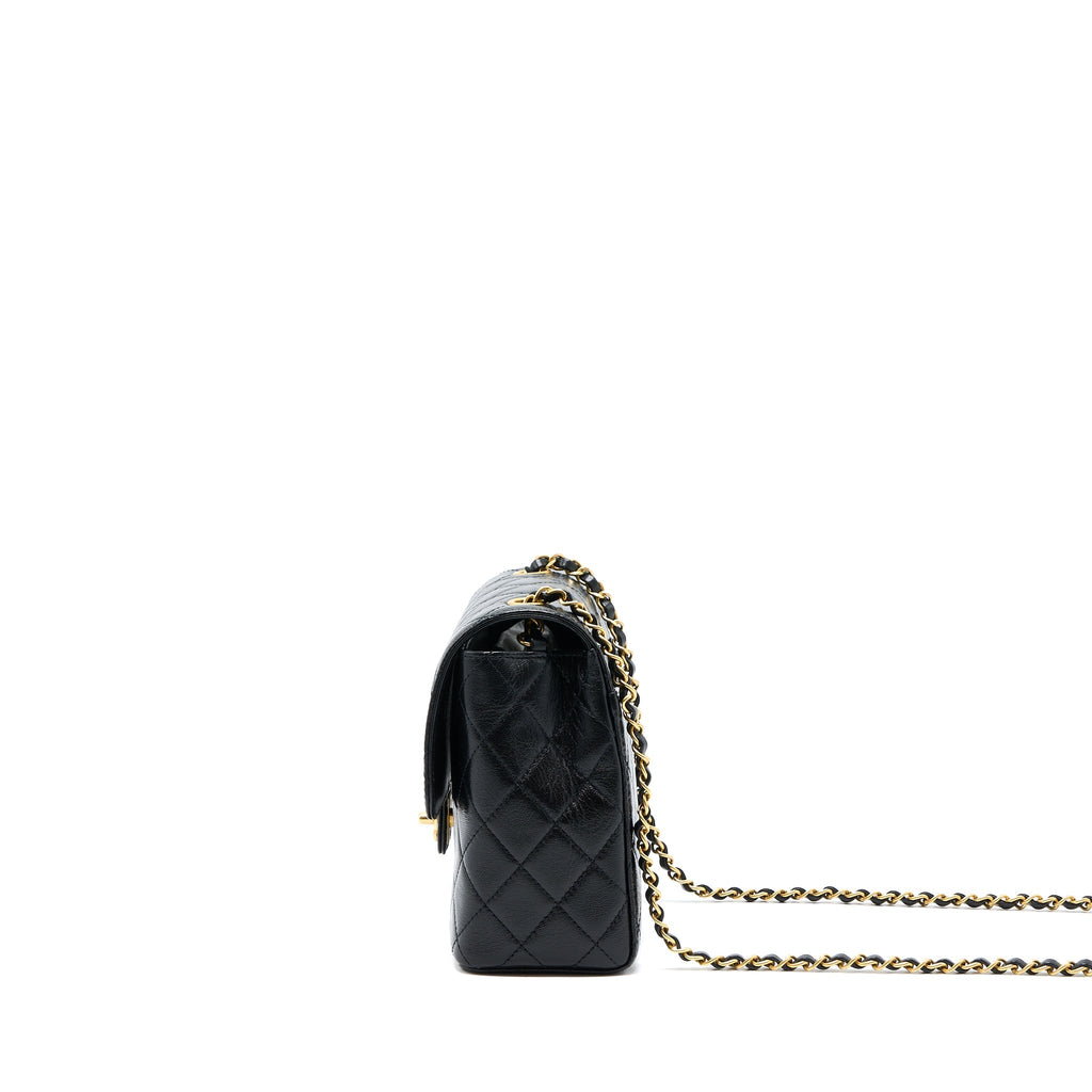 CHANEL 22K RETRO CLASSIC NEW SQUARE FLAP BAG GOATSKIN BLACK GHW (MICROCHIP)