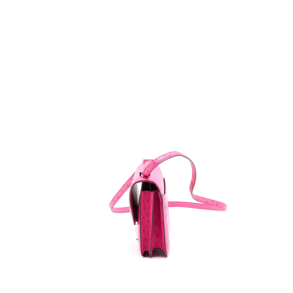 HERMES CONSTANCE MINI OSTRICH E5 ROSE TYRIEN SHW