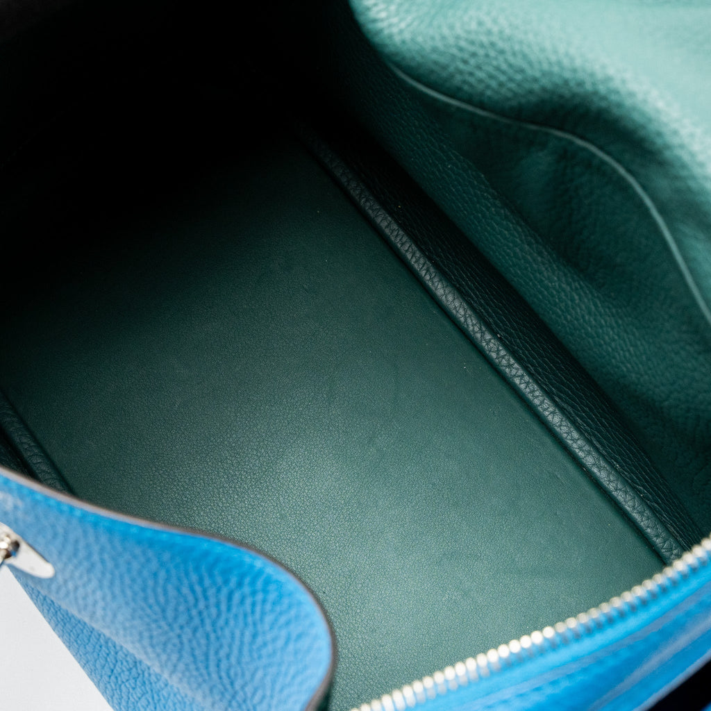 HERMES LINDY 30 CLEMENCE BLUE ZANZIBAR/MALACHITE SHW
