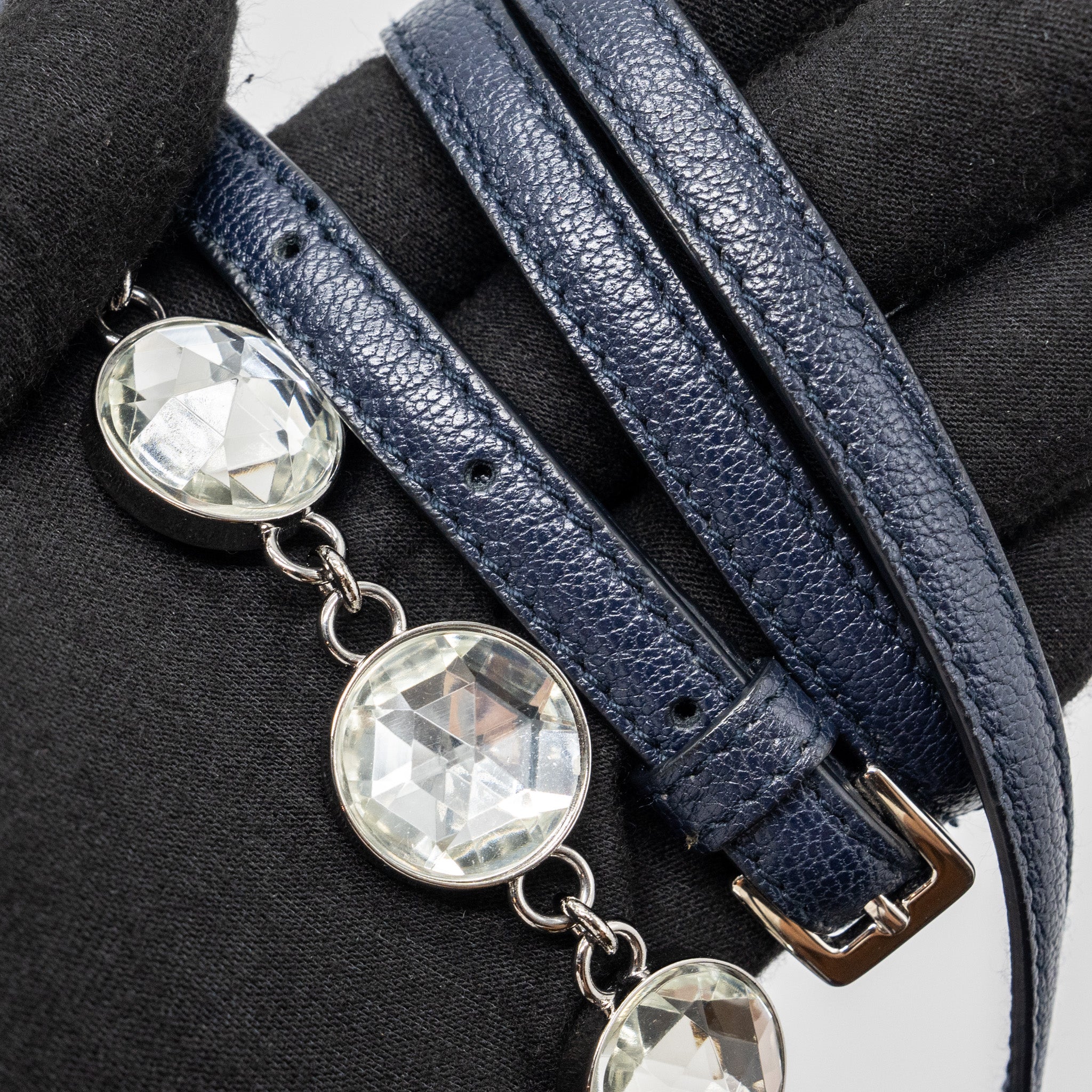 MIUMIU TOP HANDLE CROSSBODY BAG BLUE DENIM SHW