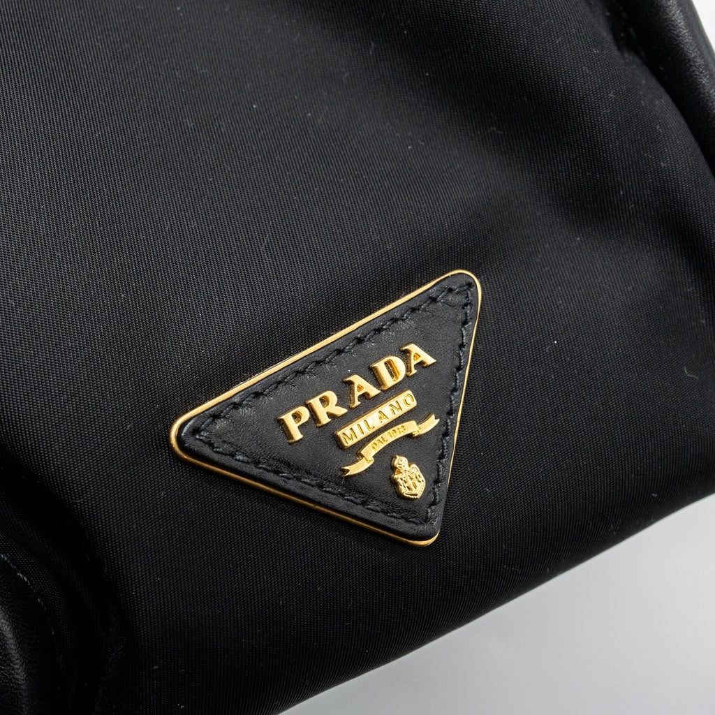 PRADA TOTE BAG NYLON / LEATHER BLACK GHW