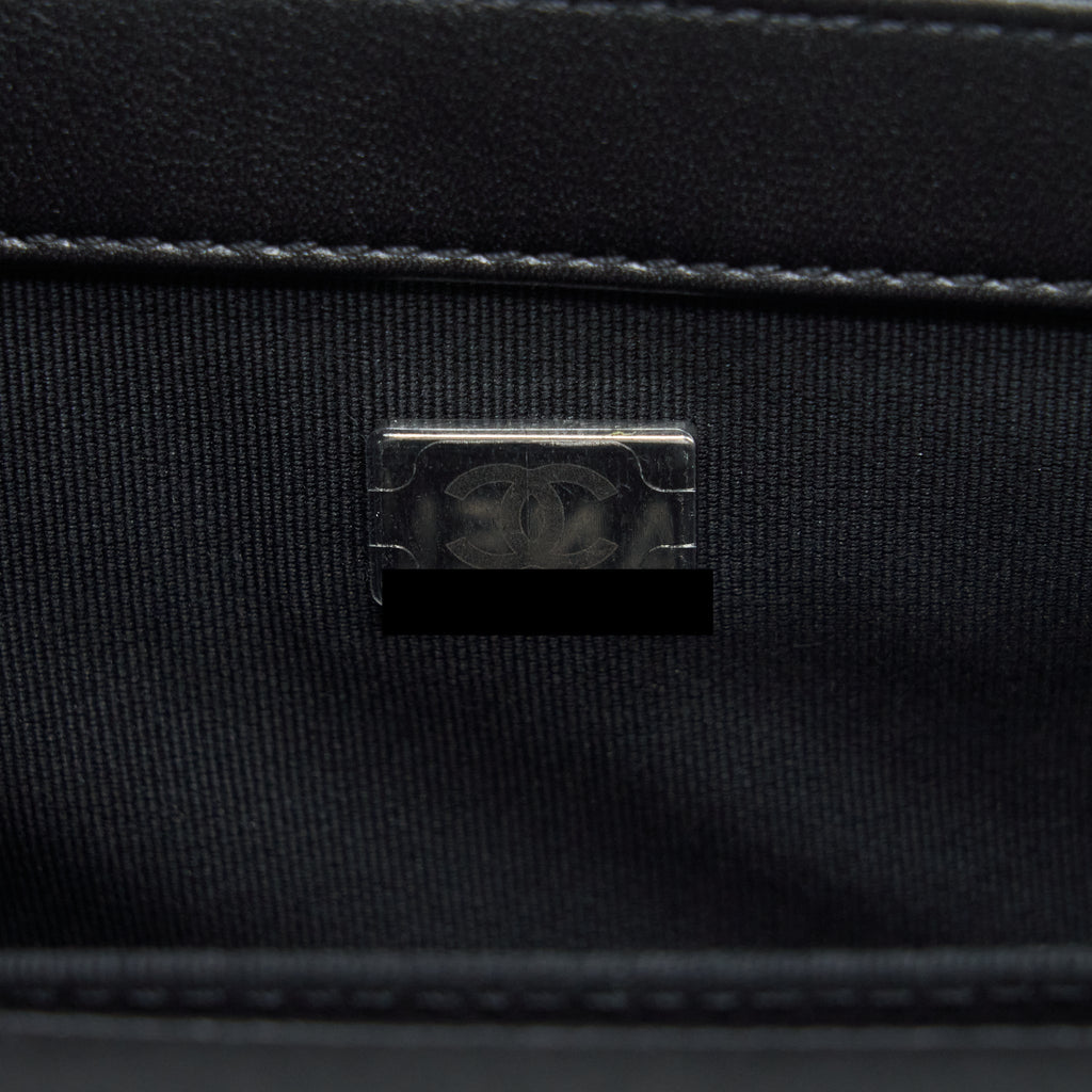 CHANEL SMALL BOY CALFSKIN BLACK RUTHENIUM SLIVER HARDWARE