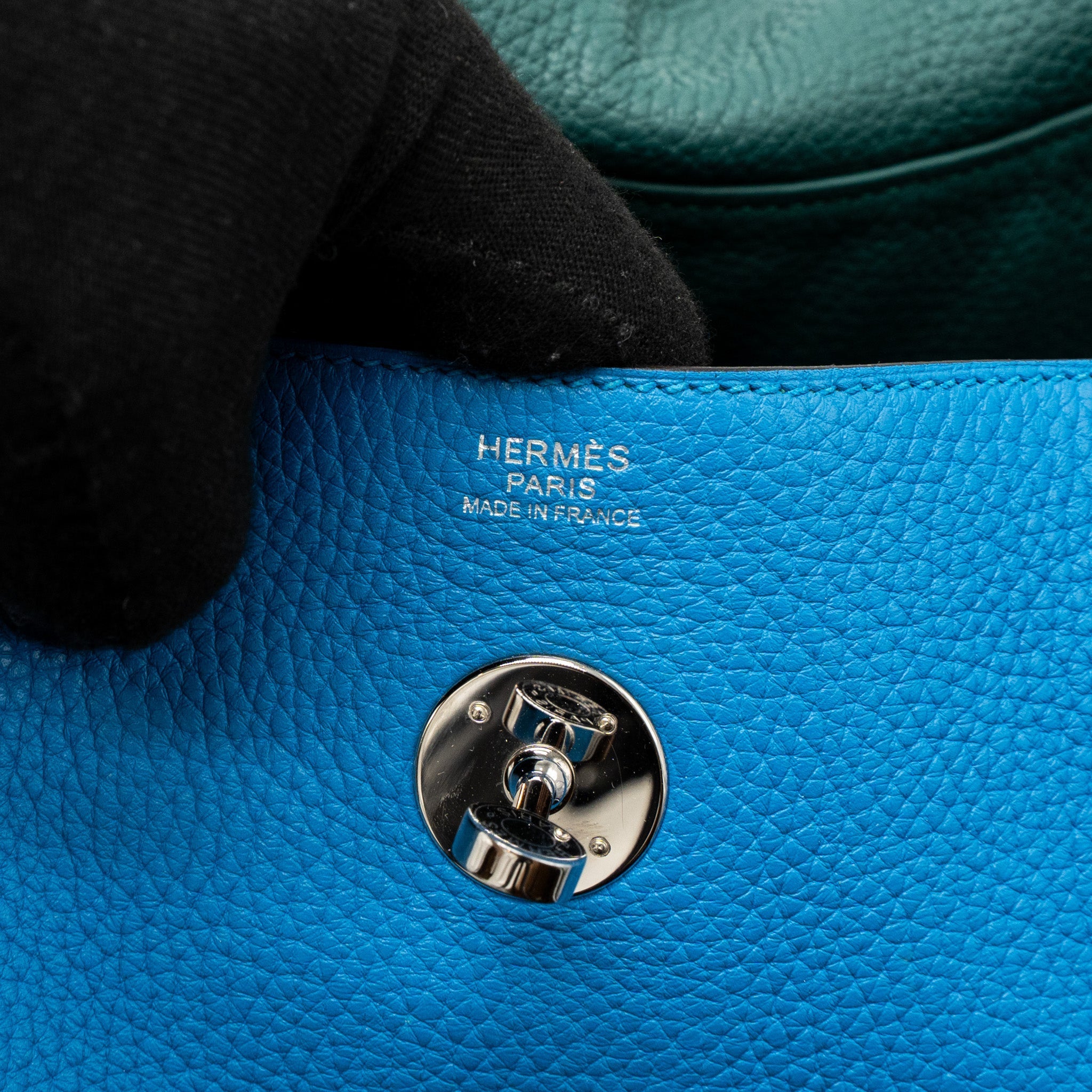 HERMES LINDY 30 CLEMENCE BLUE ZANZIBAR/MALACHITE SHW