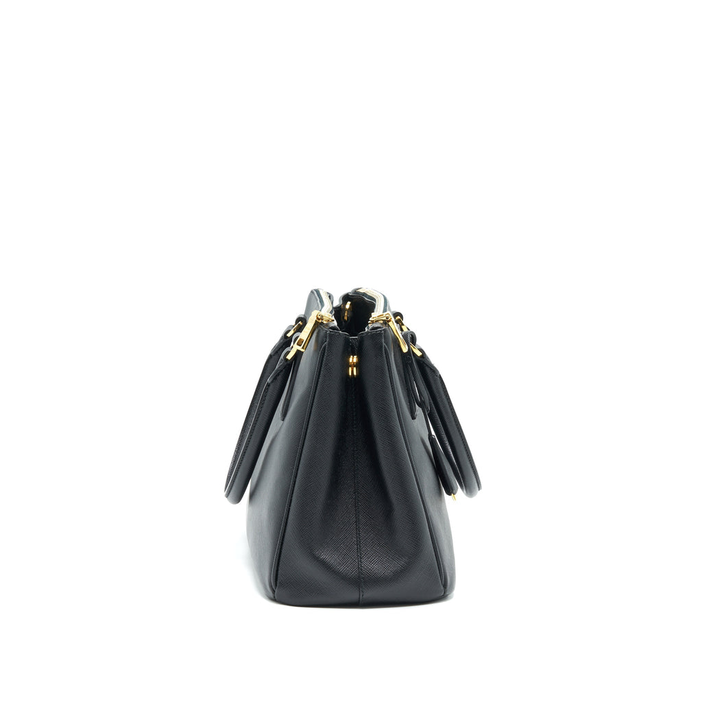 PRADA SMALL SAFFIANO LEATHER TOTE BAG BLACK GHW