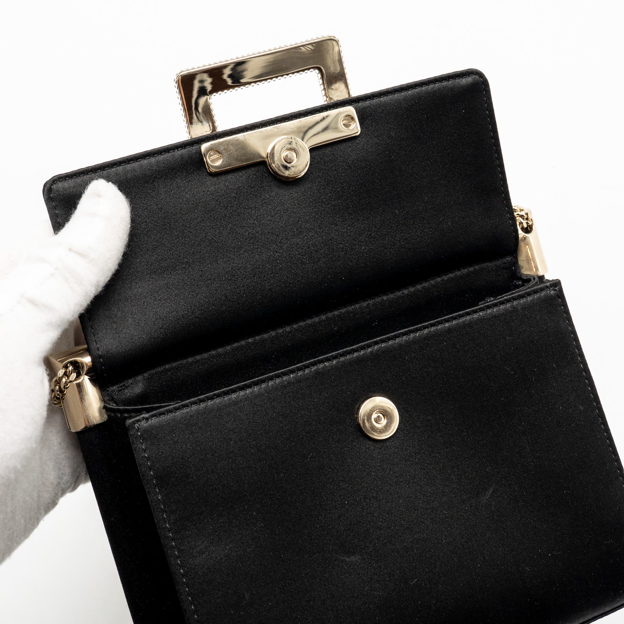 ROGER VIVIER MISS VIV MINI BAG SATIN BLACK LGHW