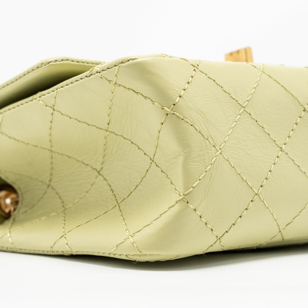 CHANEL MINI 2.55 REISSUE AGED CALFSKIN GREEN GHW