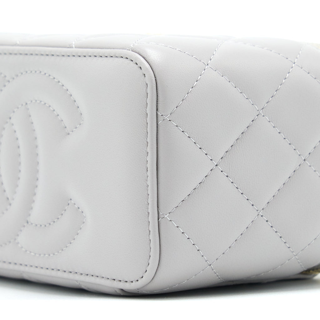 CHANEL 22B PEARL CRUSH LONG VANITY WITH CHAIN LAMBSKIN GREY GHW