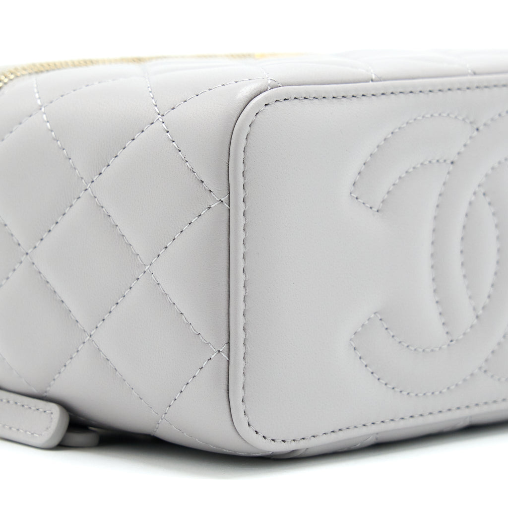 CHANEL 22B PEARL CRUSH LONG VANITY WITH CHAIN LAMBSKIN GREY GHW