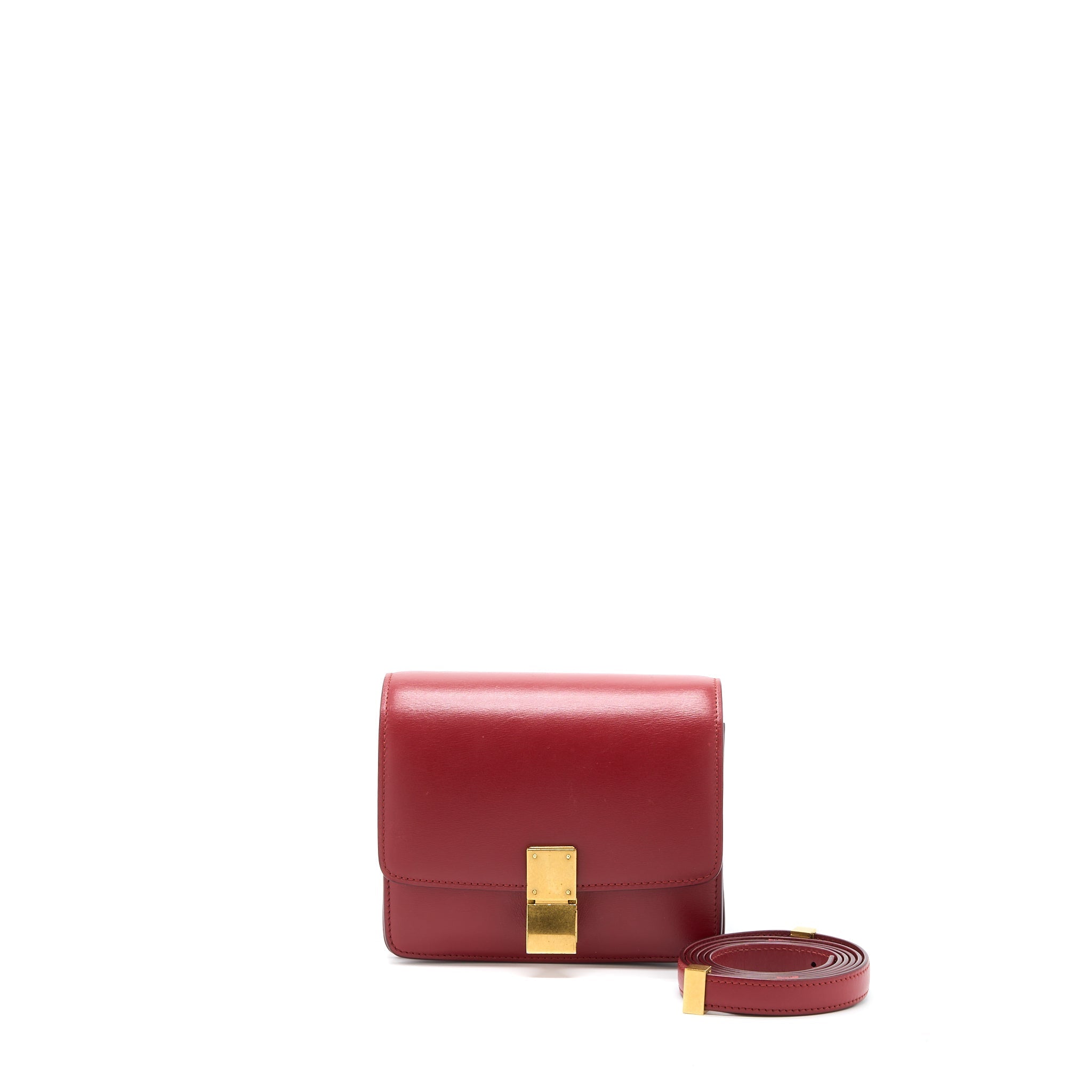 CELINE MINI BOX CALFSKIN RED GHW