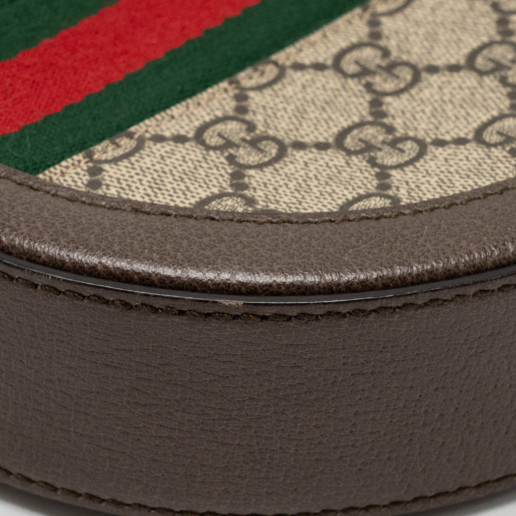 GUCCI OPHIDIA GG ROUND SHOULDER CROSSBODY BAG GG SUPREME CANVAS GHW