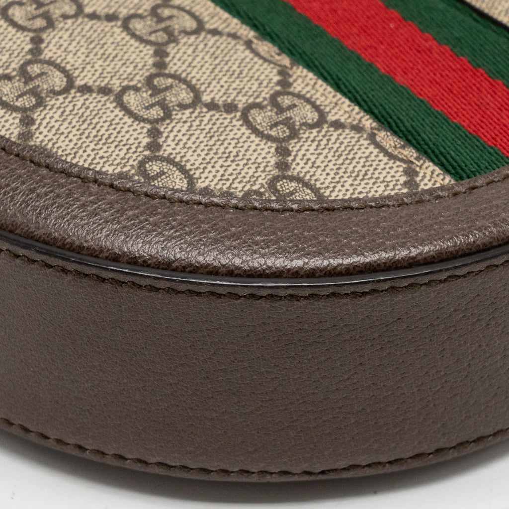 GUCCI OPHIDIA GG ROUND SHOULDER CROSSBODY BAG GG SUPREME CANVAS GHW