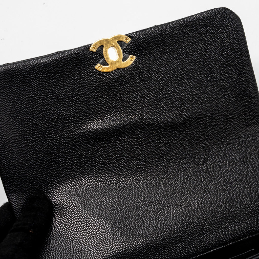 CHANEL 22K COCO FIRST FLAP BAG CAVIAR BLACK GHW (MICROCHIP)