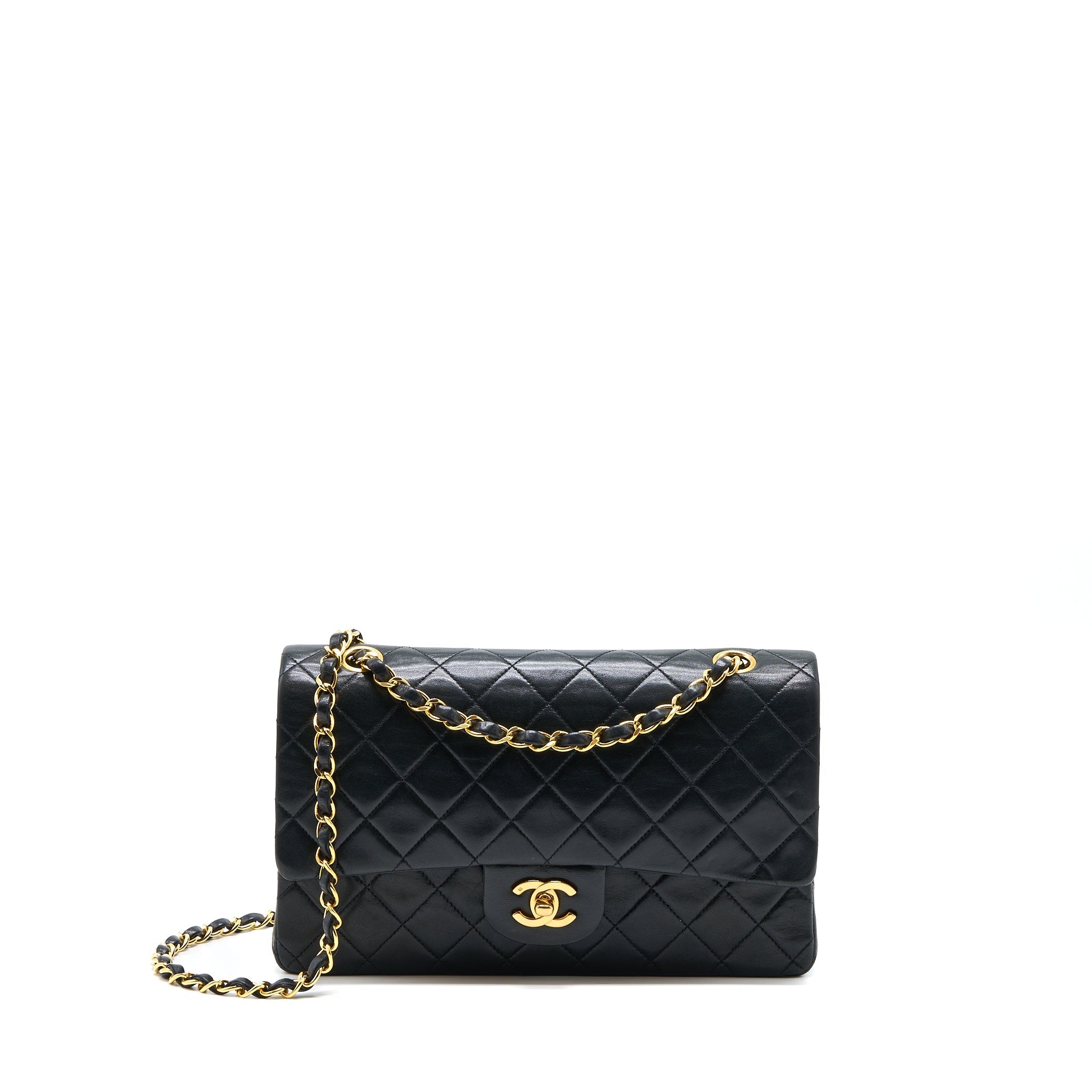 CHANEL VINTAGE FLAP BAG LAMBSKIN BLACK GHW