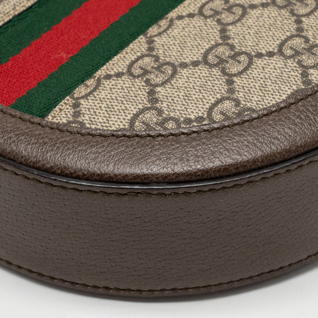 GUCCI OPHIDIA GG ROUND SHOULDER CROSSBODY BAG GG SUPREME CANVAS GHW