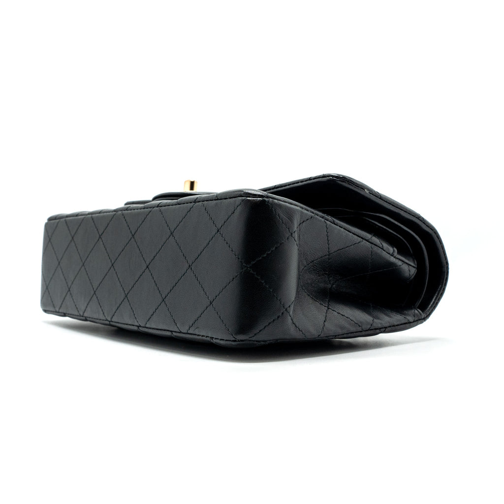 CHANEL SMALL CLASSIC DOUBLE FLAP BAG LAMBSKIN BLACK RGHW(MICROCHIP)