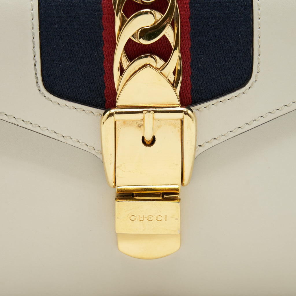 GUCCI MINI TOP HANDLE SYLVIE BAG WHITE GHW