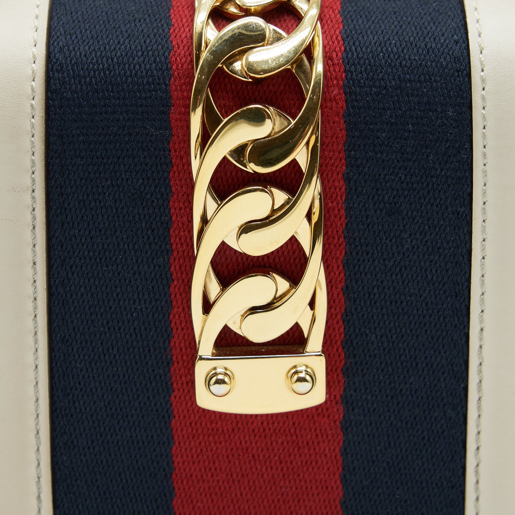 GUCCI MINI TOP HANDLE SYLVIE BAG WHITE GHW