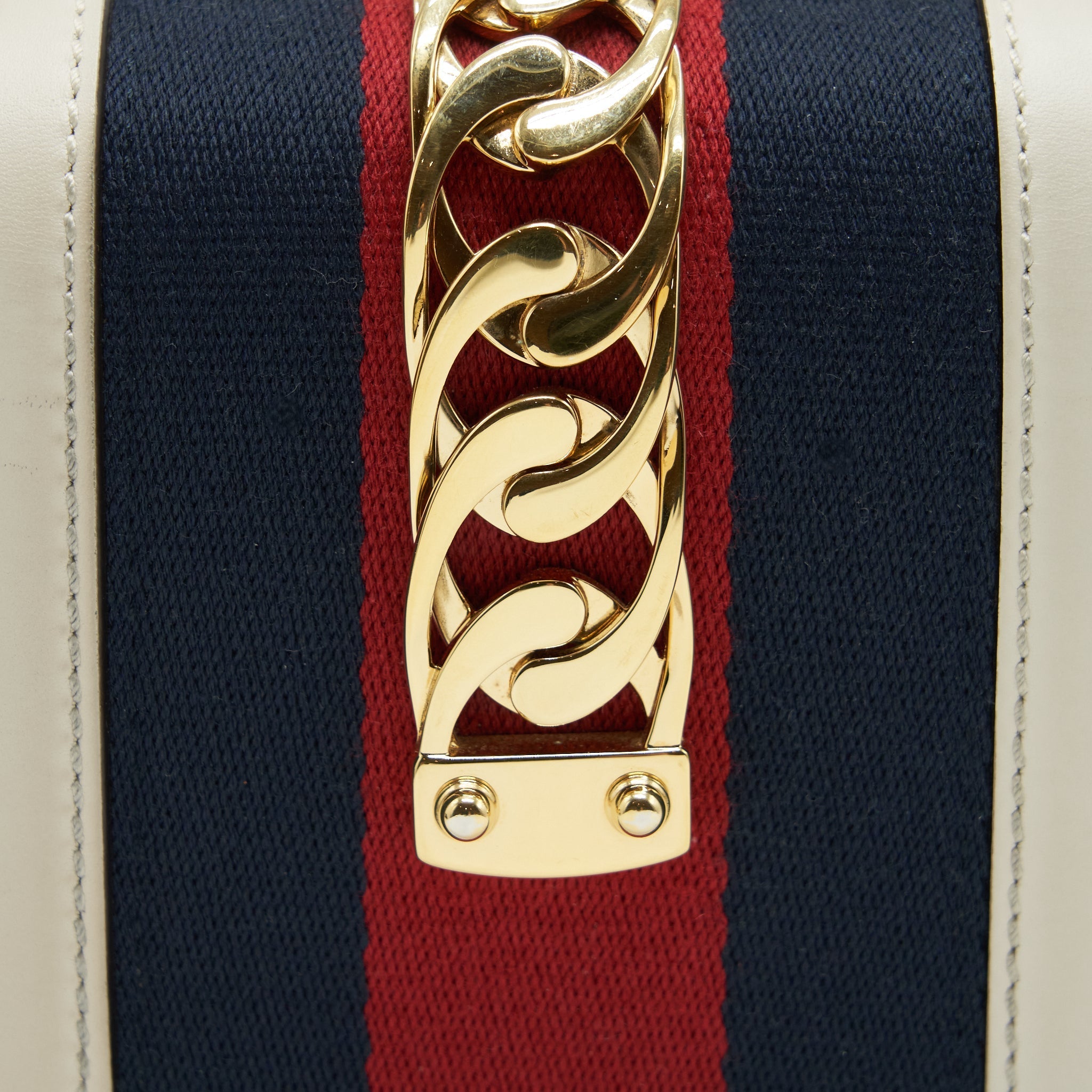 GUCCI MINI TOP HANDLE SYLVIE BAG WHITE GHW