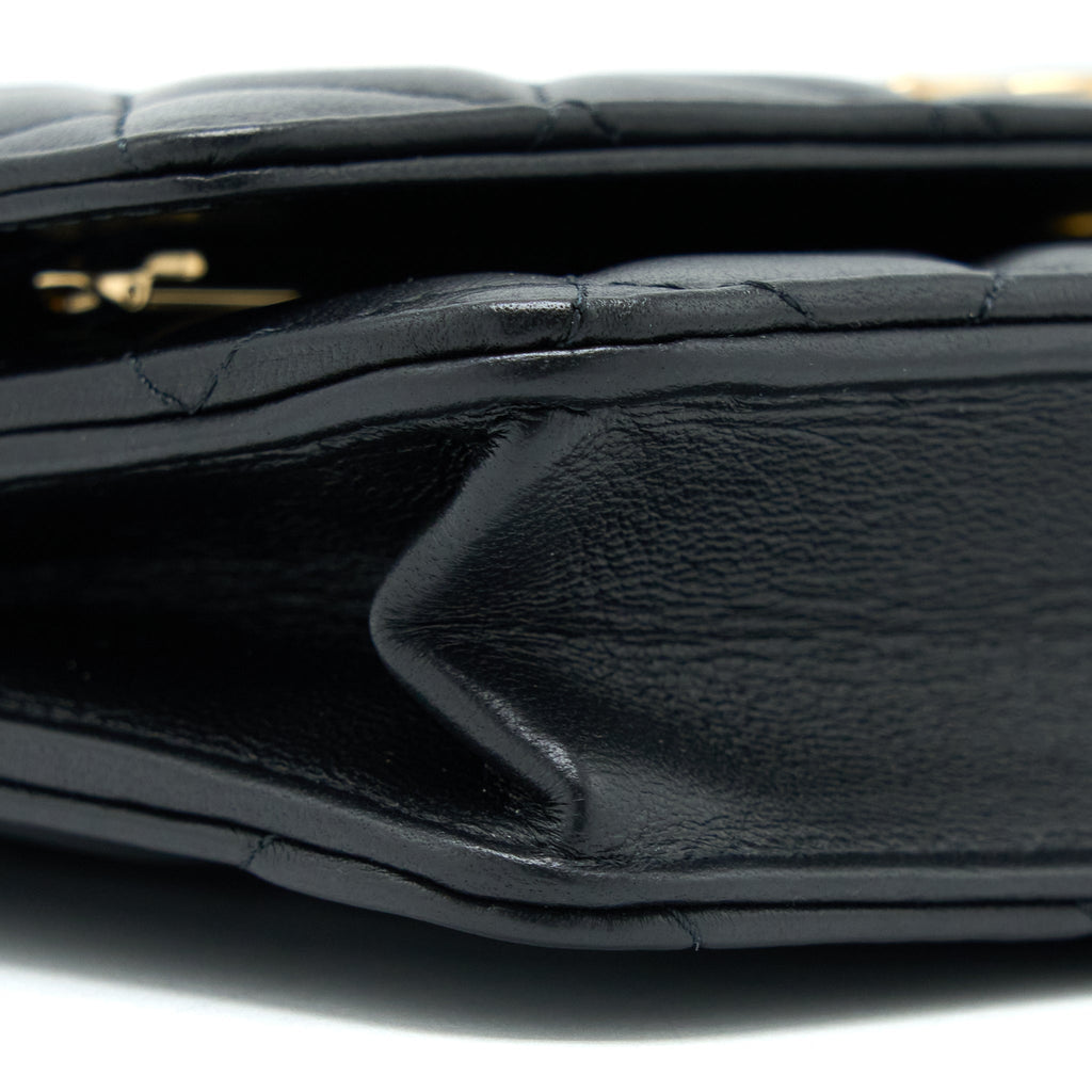 CHANEL DETAILED TOP HANDLE WALLET ON CHAIN LAMBSKIN BLACK GHW (MICROCHIP)