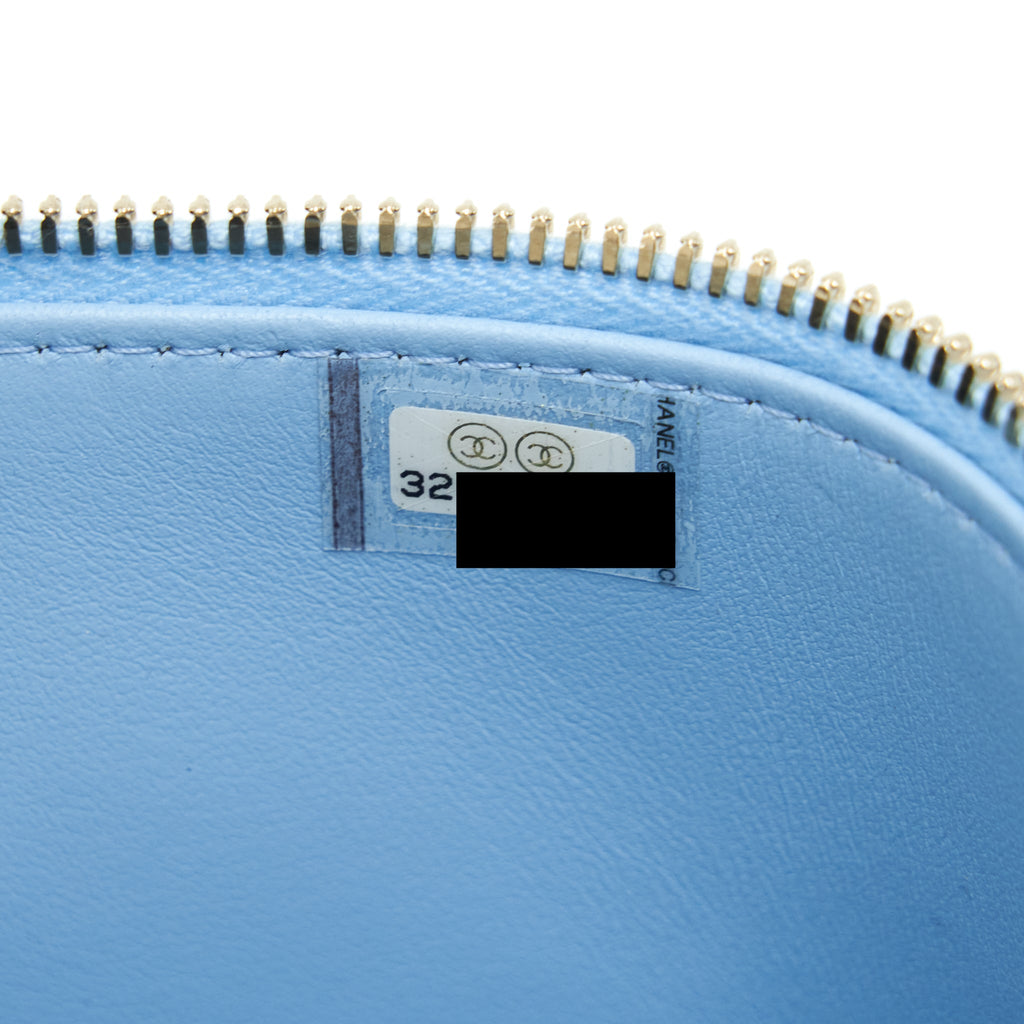 CHANEL 22S LETTER HANDLE LONG VANITY WITH CHAIN CAVIAR BLUE GHW