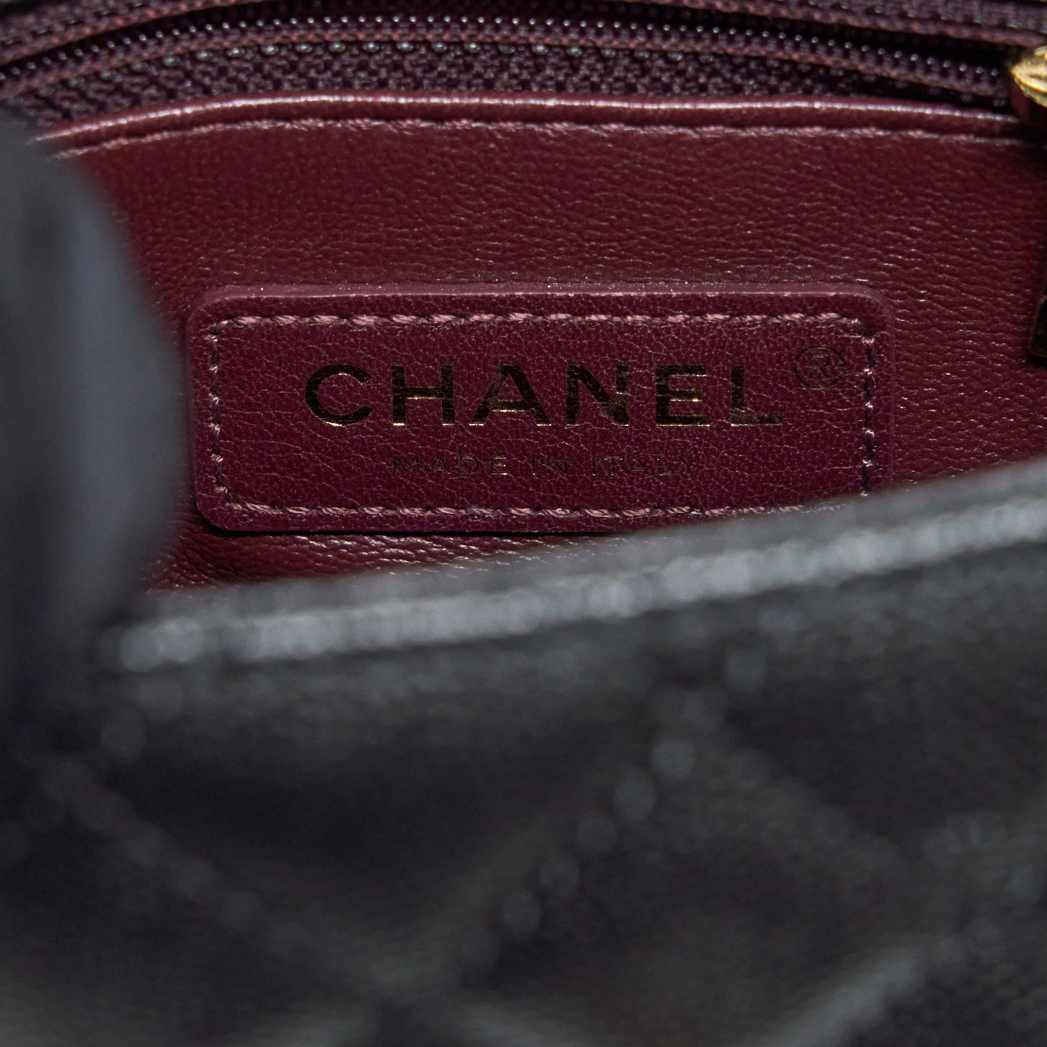 CHANEL MINI COCO HANDLE FLAP BAG CAVIAR BLACK WITH BURGUNDY HANDLE LGHW