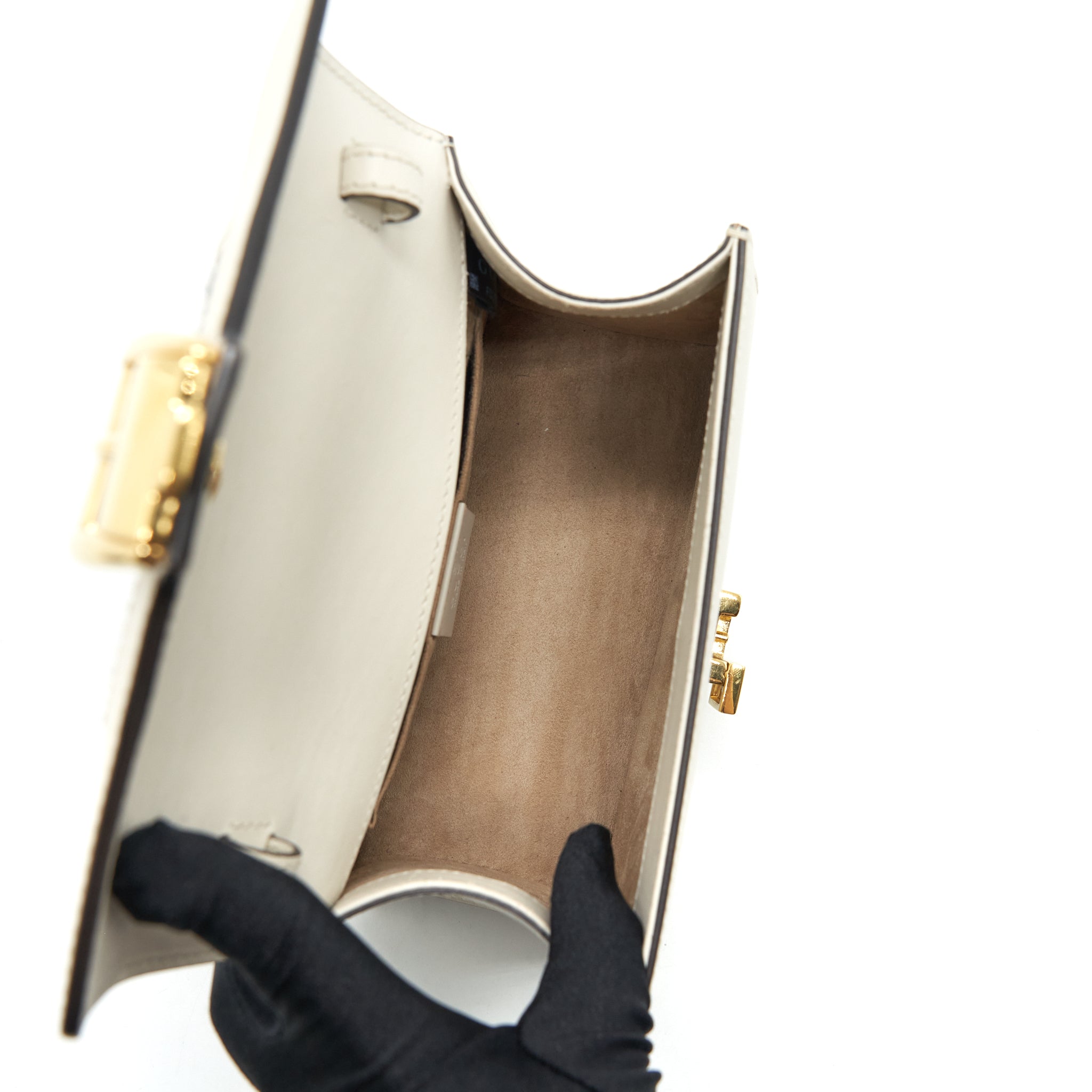 GUCCI MINI TOP HANDLE SYLVIE BAG WHITE GHW
