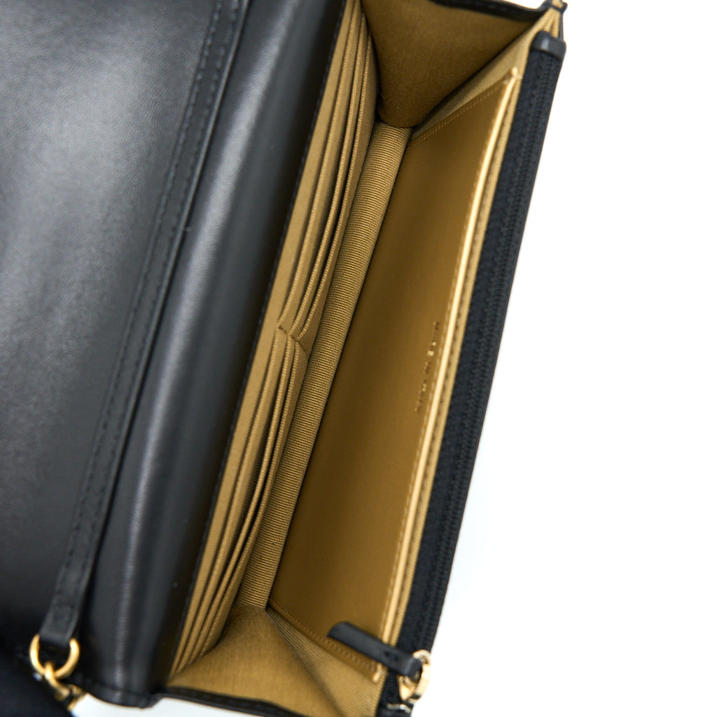 CHANEL 22B PEARL CRUSH WALLET ON CHAIN LAMBSKIN BLACK GHW (MICROCHIP)