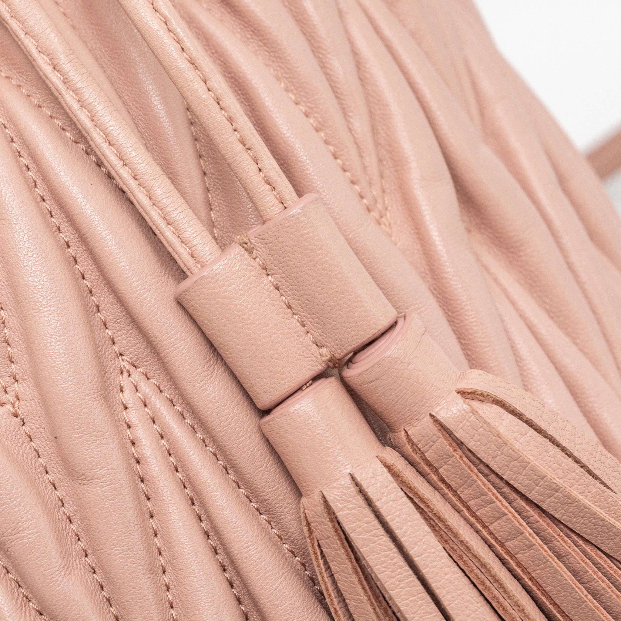 MIUMIU MATELASSE BUCKET BAG NAPPA PINK GHW