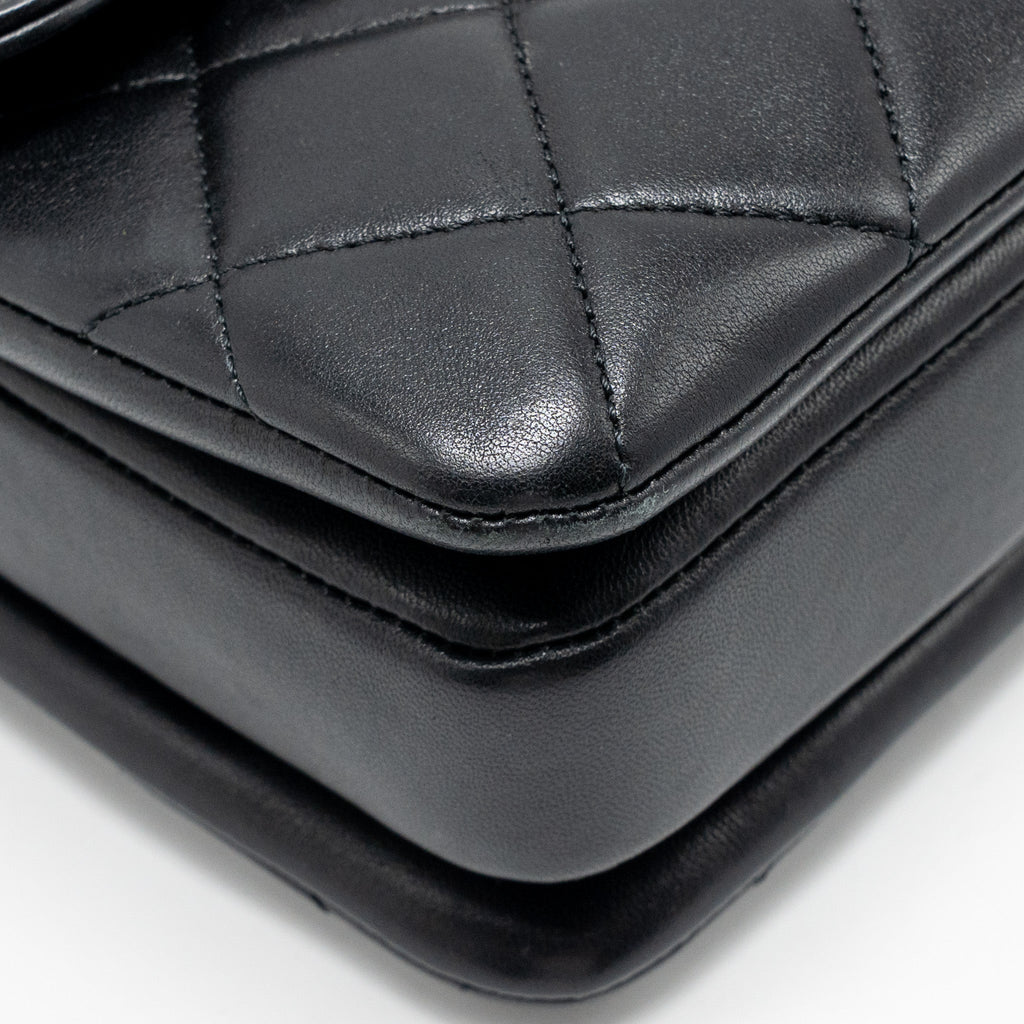 CHANEL TOP HANDLE TRENDY CC FLAP BAG LAMBSKIN BLACK LGHW