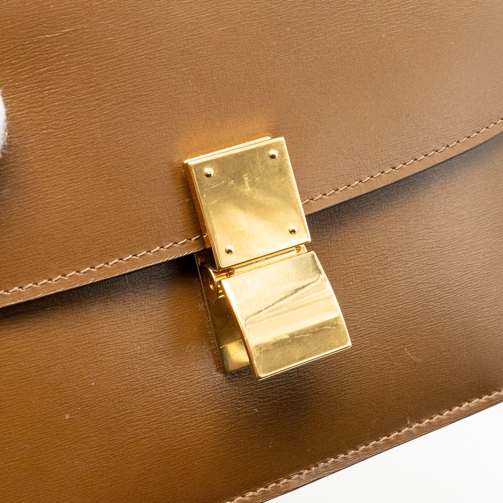 CELINE SMALL CLASSIC BOX BAG CALFSKIN CAMEL GHW