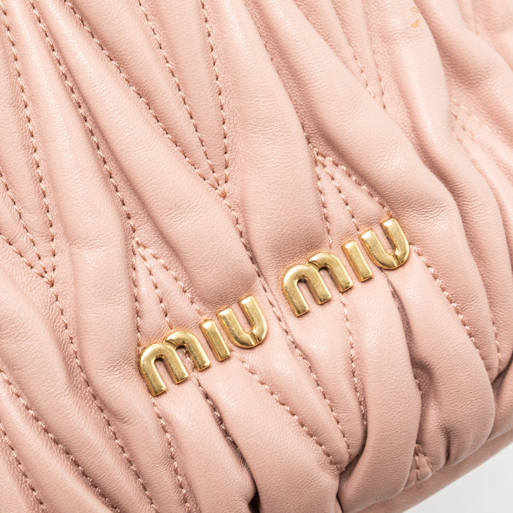 MIUMIU MATELASSE BUCKET BAG NAPPA PINK GHW