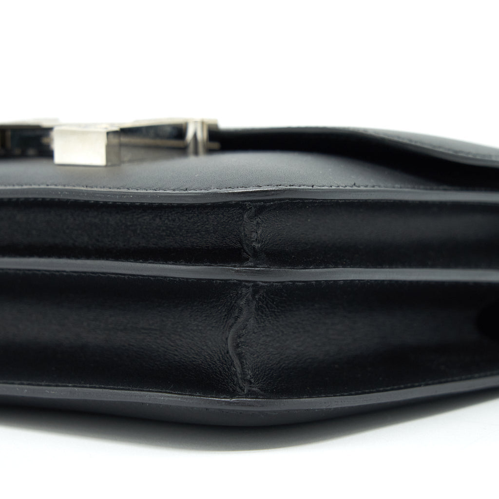 HERMES MINI CONSTANCE MONSIEUR BLACK WITH LIZARD BUCKLE SHW