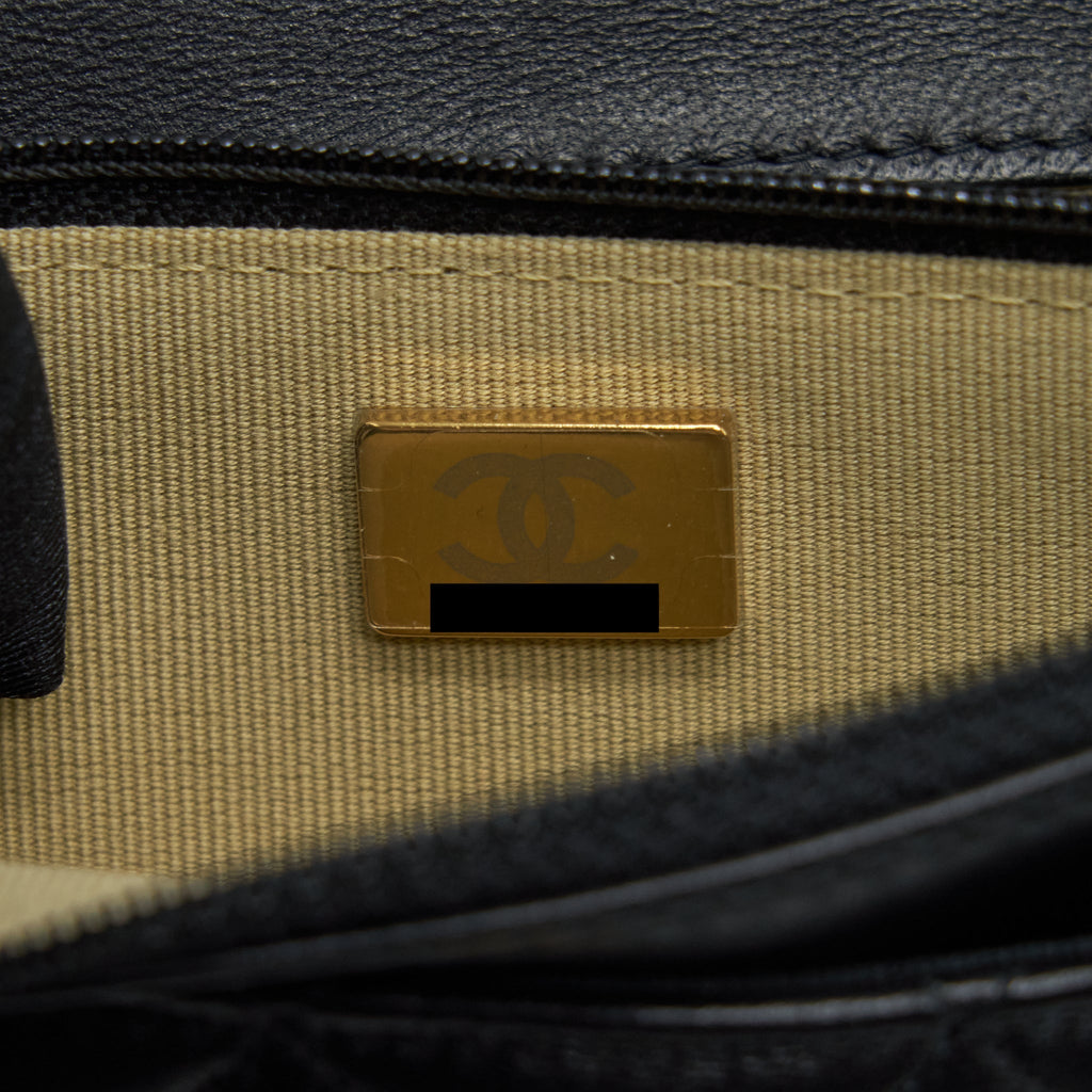 CHANEL 22C PEARL CRUSH WALLET ON CHAIN LAMBSKIN BLACK GHW (MICROCHIP)
