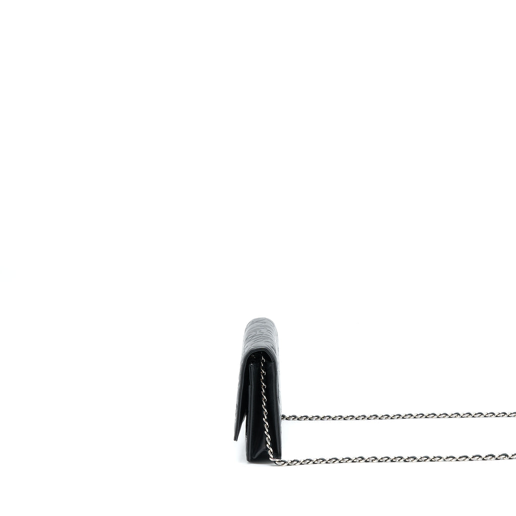 CHANEL CAMELLIA WALLET ON CHAIN LAMBSKIN BLACK SHW