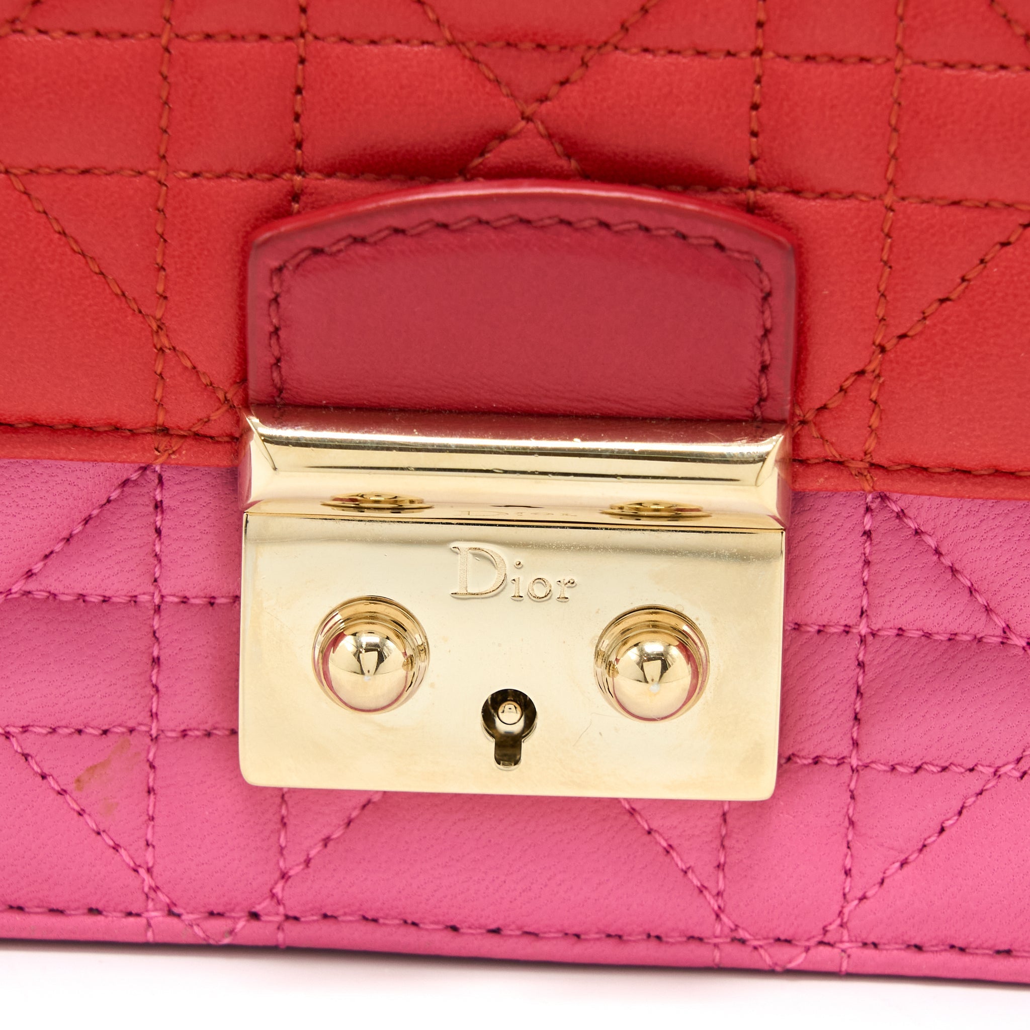 DIOR MISS DIOR WALLET ON CHAIN LAMBSKIN RED/PINK LGHW