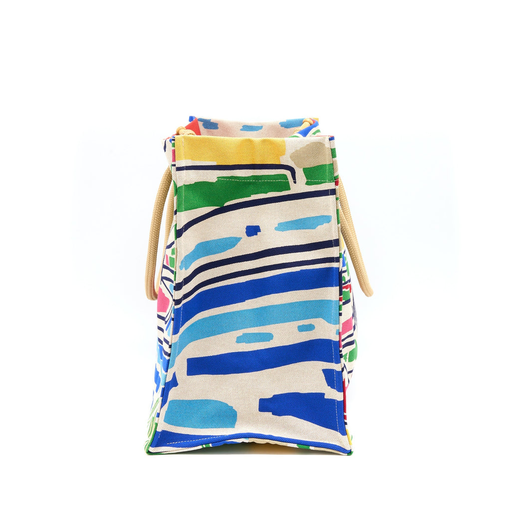 HERMES FARNIENTE BEACH BAG COTTON ROUGE/JAUNE