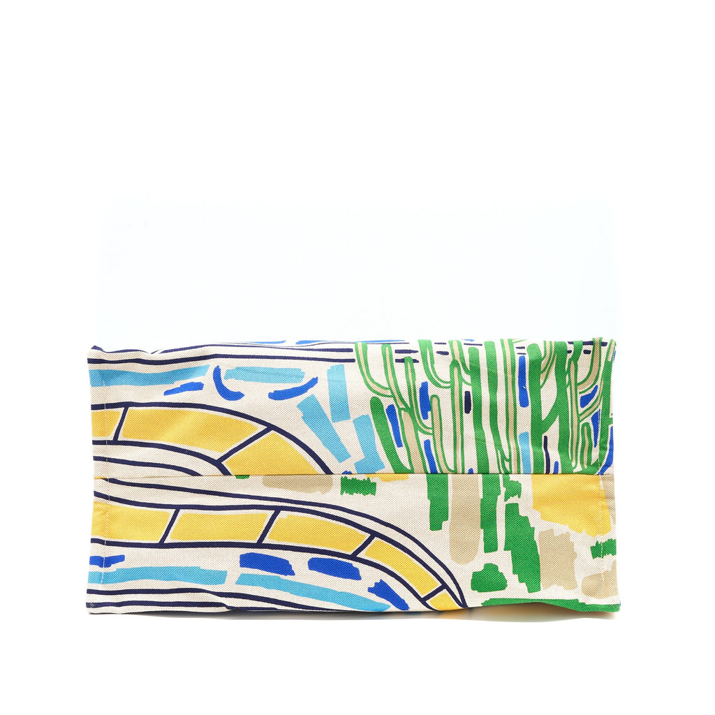 HERMES FARNIENTE BEACH BAG COTTON ROUGE/JAUNE