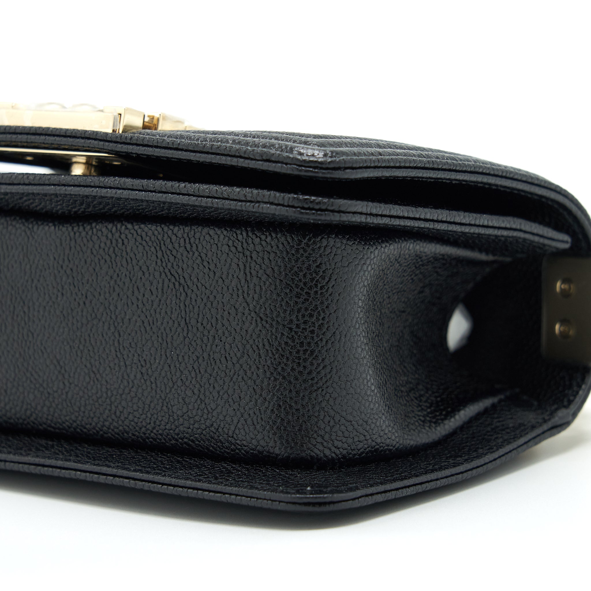 CHANEL MINI CHEVRON BOY BAG GRAINED CALFSKIN BLACK LGHW