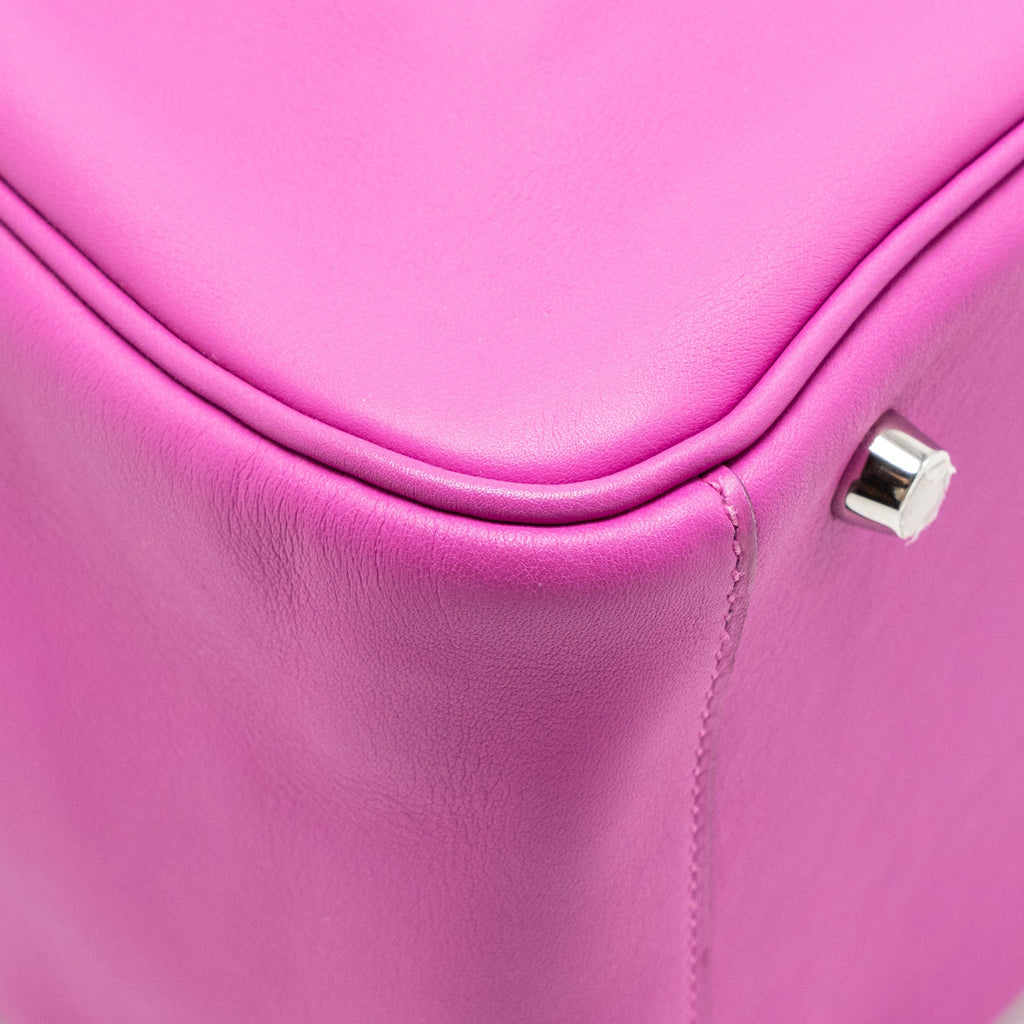 HERMES LINDY 30 SWIFT/EPSOM WITH MULTICOLOURED WEAVING STRAP ROSE POURPRE SHW