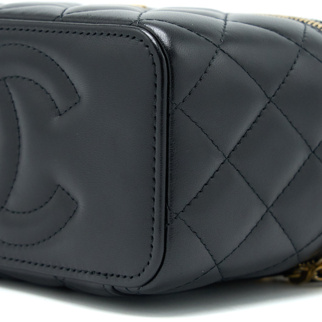 CHANEL LONG VANITY DETAILED GEM CHAIN LAMBSKIN BLACK GHW (MICROCHIP)